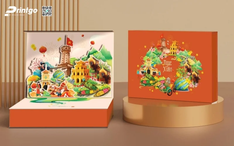 Mẫu hộp quà tết 3D dạng hộp nam châm
