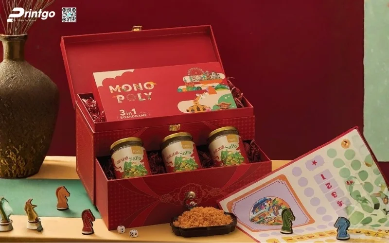 Mẫu hộp quà tết các loại hạt 2 tầng