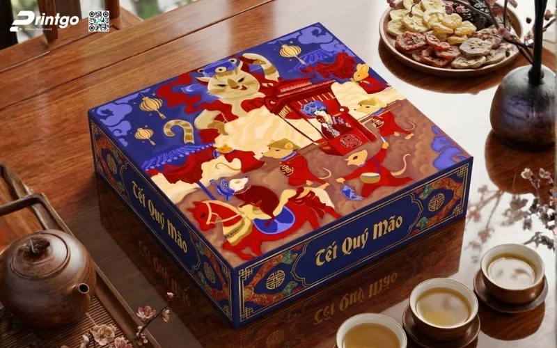 Mẫu hộp quà tết đẹp dạng âm dương 