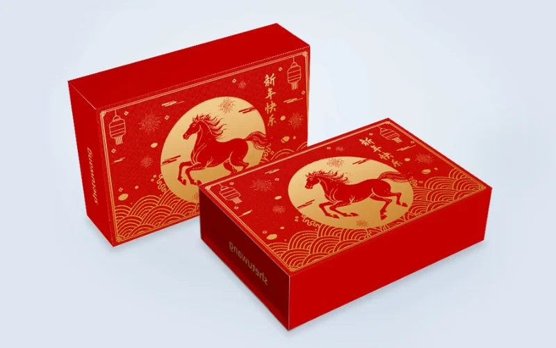 Mẫu hộp quà tết đẹp biểu tượng linh vật con ngựa 