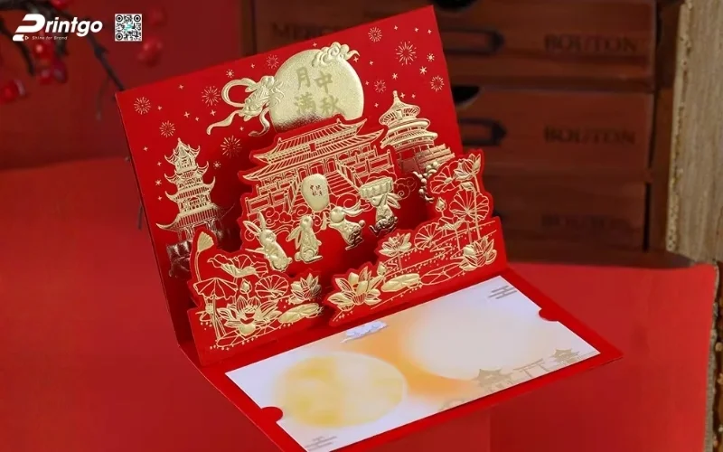 Mẫu thiệp chúc tết 3D đẹp màu đỏ may mắn