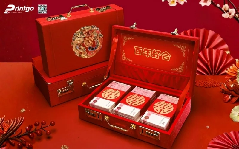 Mẫu hộp quà tết bằng da có quai xách