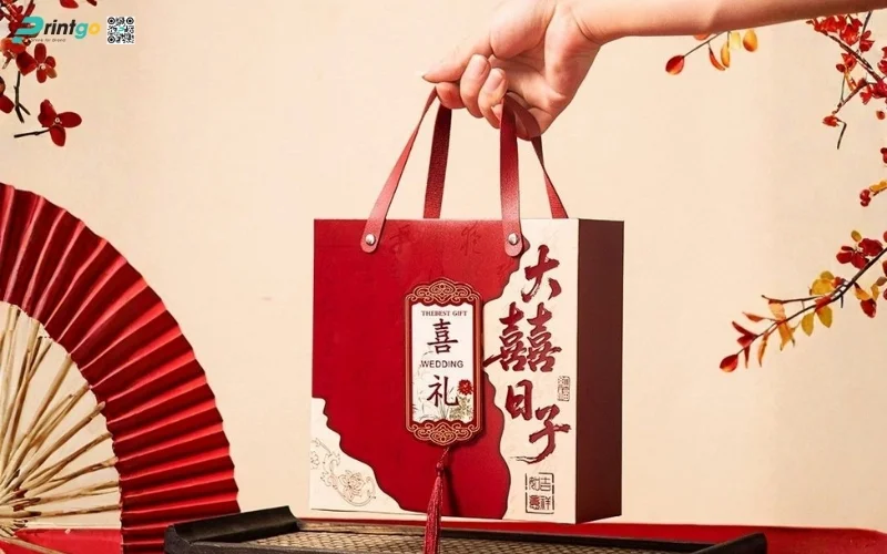 Bộ sưu tập mẫu hộp quà tết có quai xách bằng da