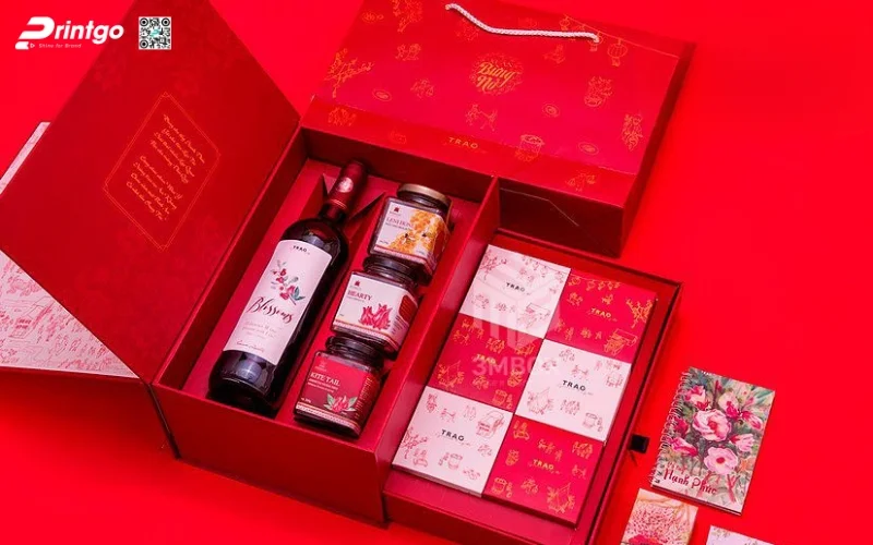 Mẫu hộp quà Tết khách sạn quy cách 2 tầng
