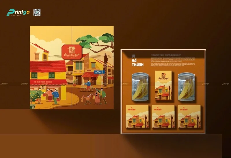 Hộp quà Tết màu cam – Nguồn năng lượng sáng tạo & nhiệt huyết bứt phá: hộp quà tết ô mai Tiến Thịnh