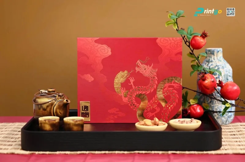Hộp quà Tết màu đỏ – Sắc màu kinh điển của sự may mắn: Hộp quà tết Lên Mây