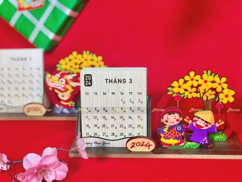 Thiết kế lịch gỗ để bàn phong cách mang dấu ấn thương hiệu