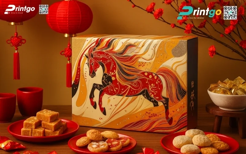 Bộ sưu tập hộp quà tết ngựa quy cách hộp nam châm nắp lật