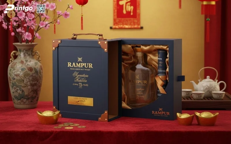 Mẫu hộp quà tết bằng da có quai xách