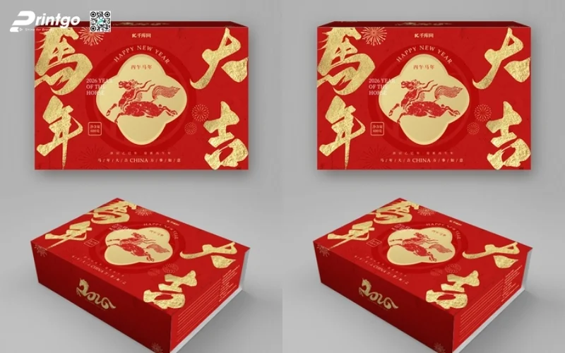 Bộ sưu tập hộp quà tết ngựa quy cách hộp nam châm nắp lật