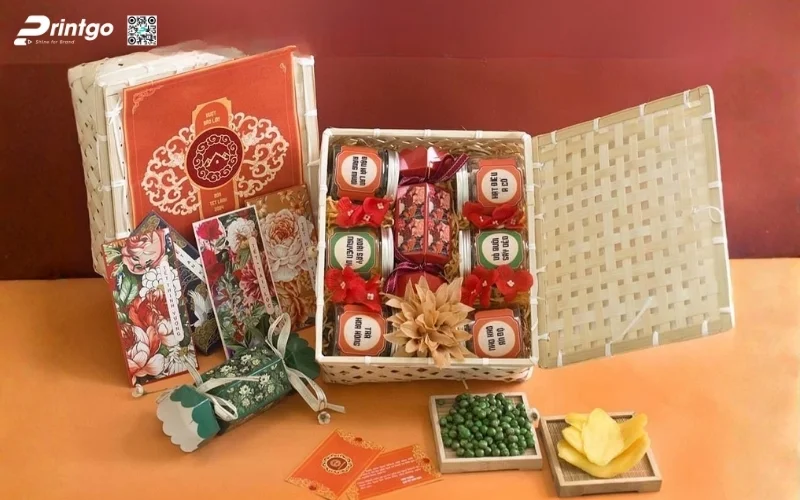Mẫu hộp quà tết mây tre đan hình chữ nhật độc đáo