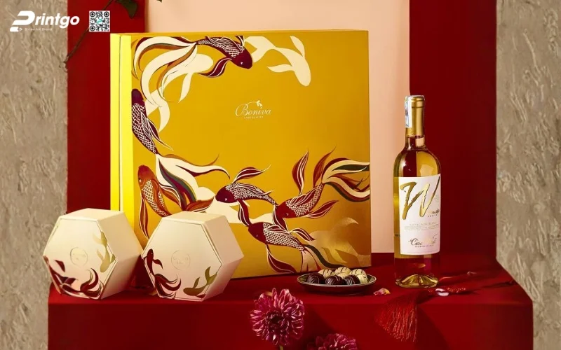 Mẫu hộp quà tết đẹp dạng âm dương 