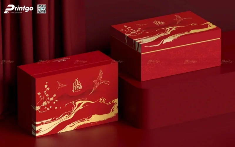 Mẫu hộp quà tết đẹp chủ đề cảnh sắc mùa xuân