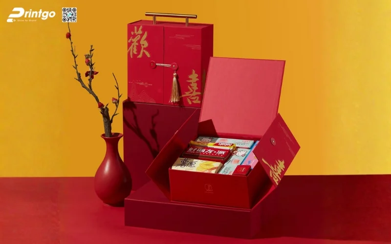 Mẫu hộp quà Tết khách sạn quy cách cánh bướm 