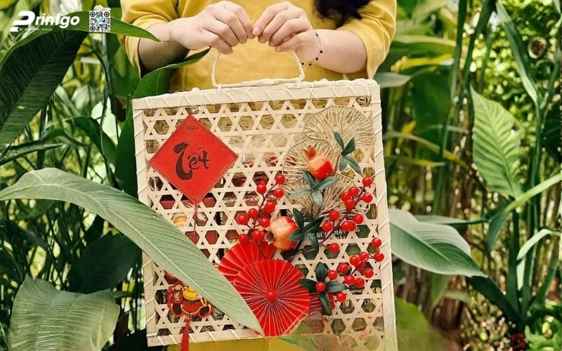 Bộ sưu tập mẫu hộp quà tết mây tre đan hình vuông