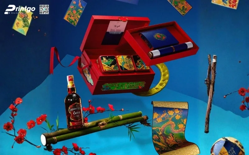 Mẫu hộp quà tết có rượu chivas cao cấp
