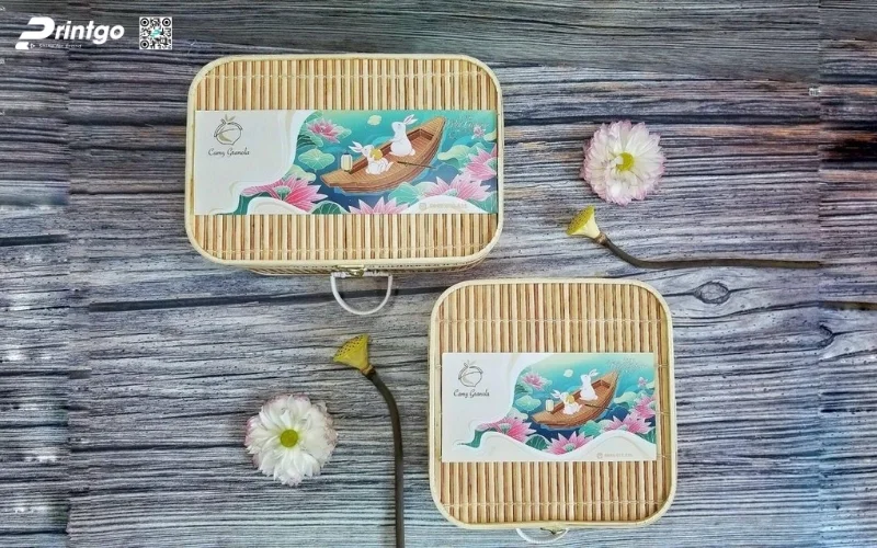 Mẫu hộp quà tết mây tre đan hình chữ nhật độc đáo