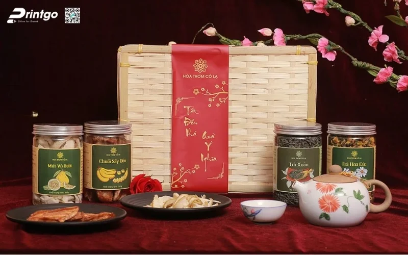 Mẫu hộp quà tết mây tre đan hình chữ nhật độc đáo