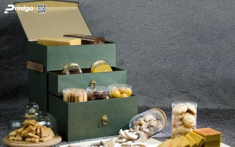 Mẫu hộp quà tết các loại hạt 2 tầng