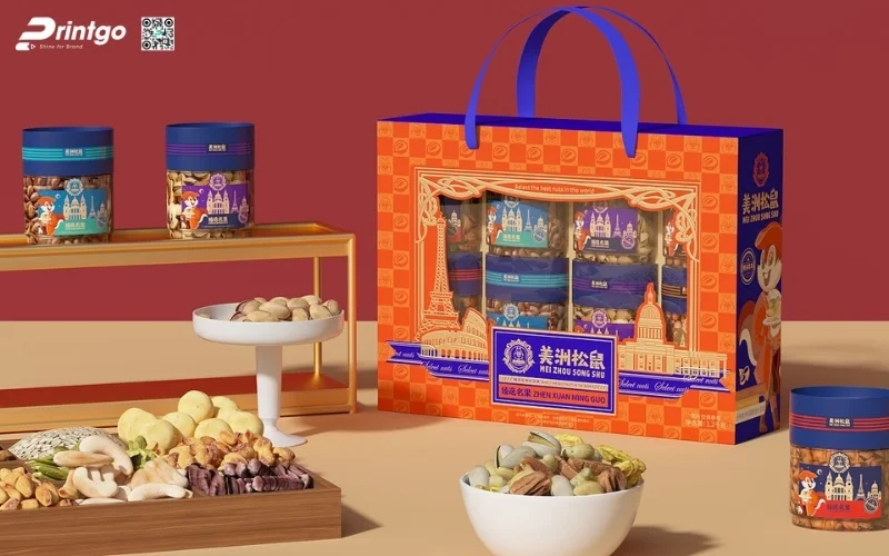 Mẫu hộp quà tết các loại hạt dạng hộp mềm/hộp sóng