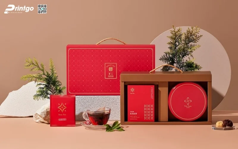 Mẫu hộp quà tết có quai xách bằng vải