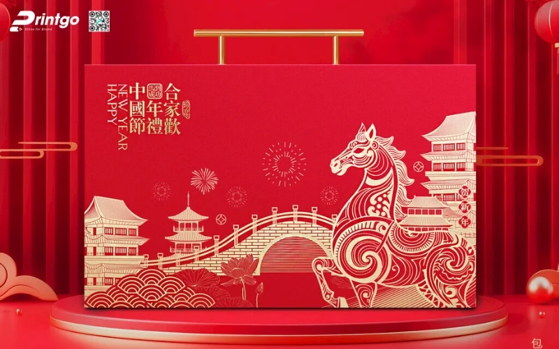 Mẫu hộp quà tết đẹp biểu tượng linh vật con ngựa 