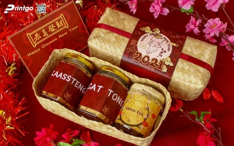 Mẫu hộp quà tết mây tre đan hình chữ nhật độc đáo