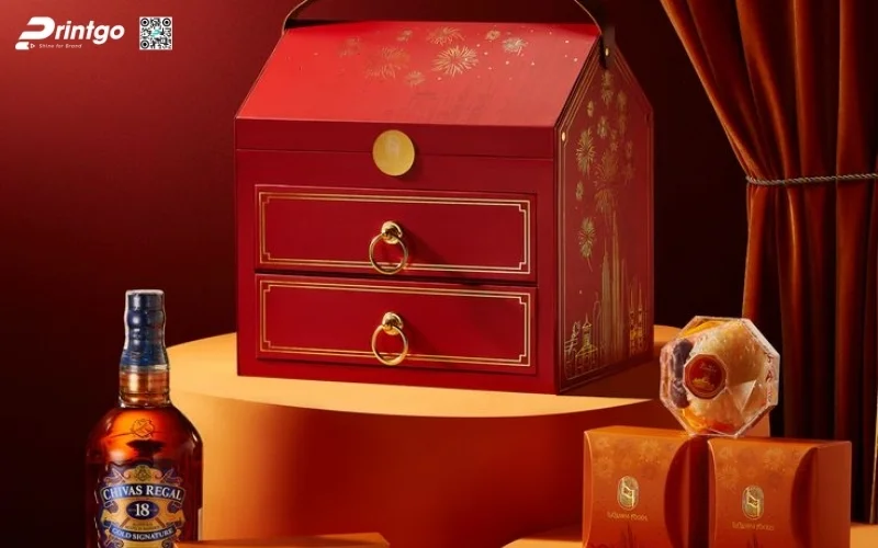 Màu sắc thiết kế hộp quà tết 2 tầng