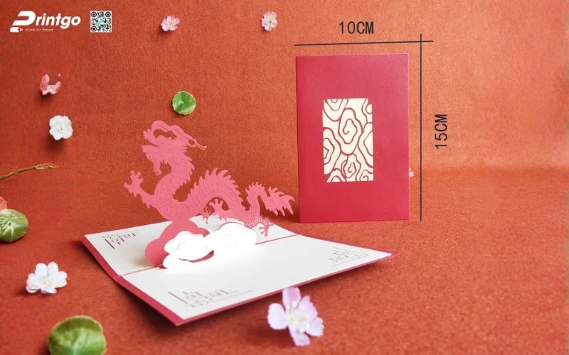 Mẫu thiệp chúc tết 3D biểu tượng rồng mạnh mẽ 