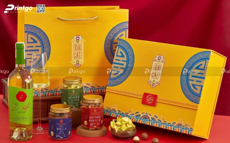 Mẫu vỏ hộp quà tết bán sẵn Đại Cát 