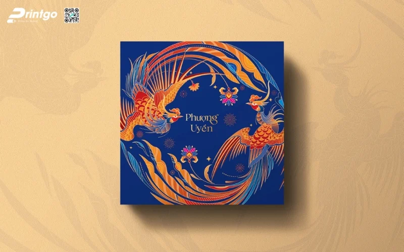 Mẫu vỏ hộp quà tết bán sẵn Phượng Uyển Xanh 
