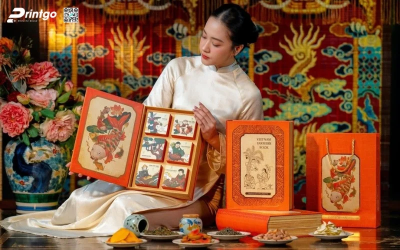 Mẫu hộp quà tết đẹp chủ đề văn hoá Việt