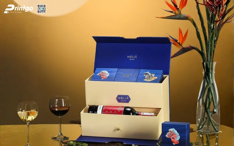 Mẫu hộp quà Tết khách sạn quy cách 2 tầng
