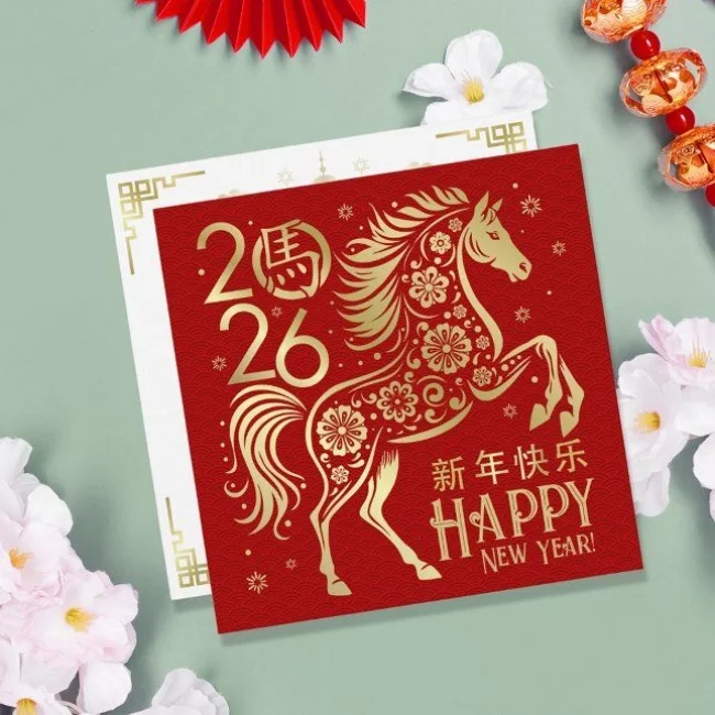 Thiệp Tết thiết kế chủ đề ngựa