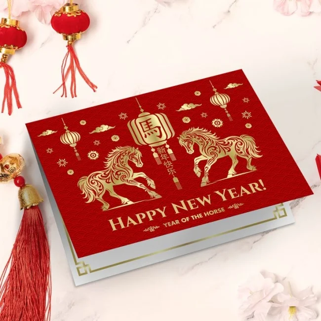 Thiệp Tết thiết kế chủ đề ngựa