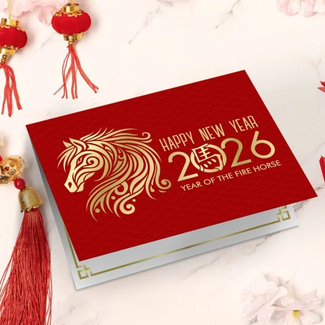 Thiệp Tết thiết kế chủ đề ngựa