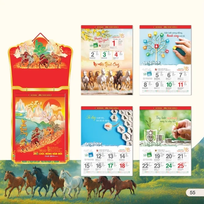 Lịch bloc thiết kế chủ đề ngựa