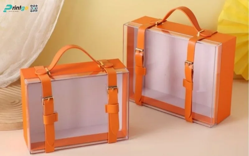 Mẫu hộp quà tết bằng da có quai xách