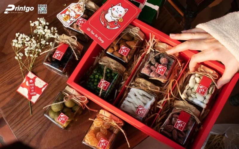Mẫu hộp quà tết các loại hạt dạng hộp mềm/hộp sóng