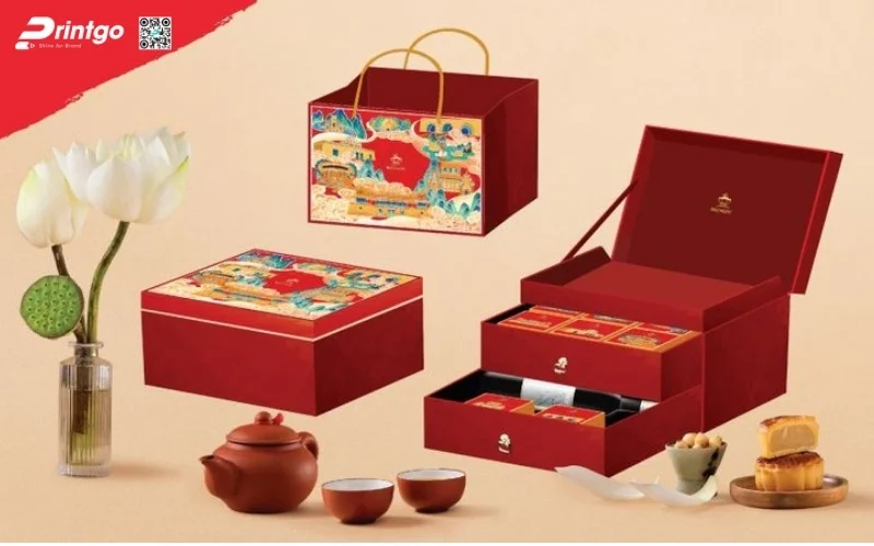 Mẫu hộp quà tết có rượu vang sang trọng