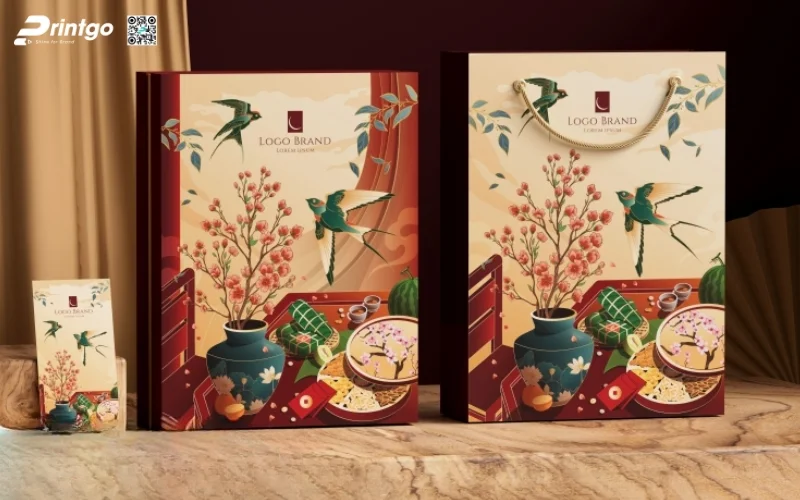 Mẫu hộp quà tết đẹp dạng âm dương 