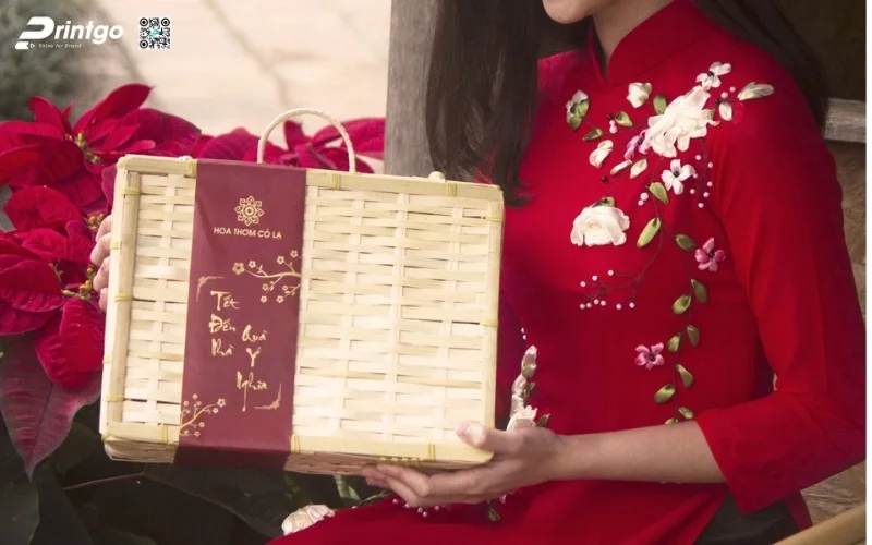 Mẫu hộp quà tết mây tre đan hình chữ nhật độc đáo