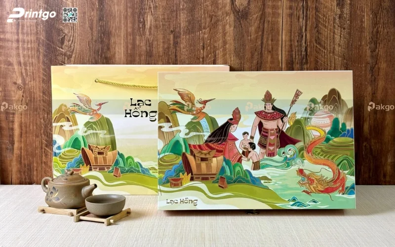 Mẫu vỏ hộp quà tết bán sẵn Lạc Hồng khay rượu 