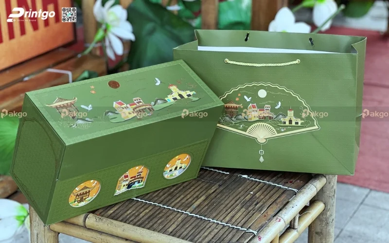 Mẫu hộp quà tết bán sẵn Non Nước khay rượu 
