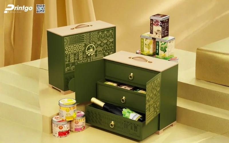 Mẫu hộp quà tết 2 tầng cao cấp và sang trọng nhất