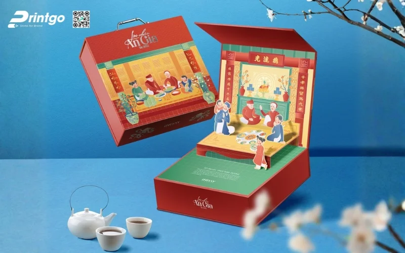 Mẫu hộp quà tết 3D dạng hộp nam châm