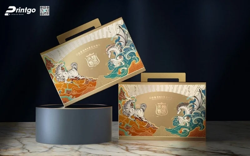 Mẫu hộp quà tết quai xách bằng gỗ