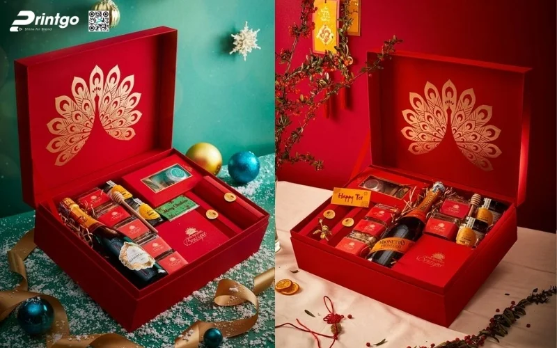 Mẫu hộp quà tết có rượu vang đẳng cấp nhất