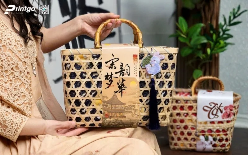 Một số mẫu hộp quà tết mây tre đan dạng giỏ xách 