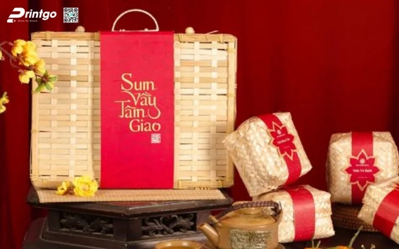 Mẫu hộp quà tết mây tre đan hình chữ nhật độc đáo